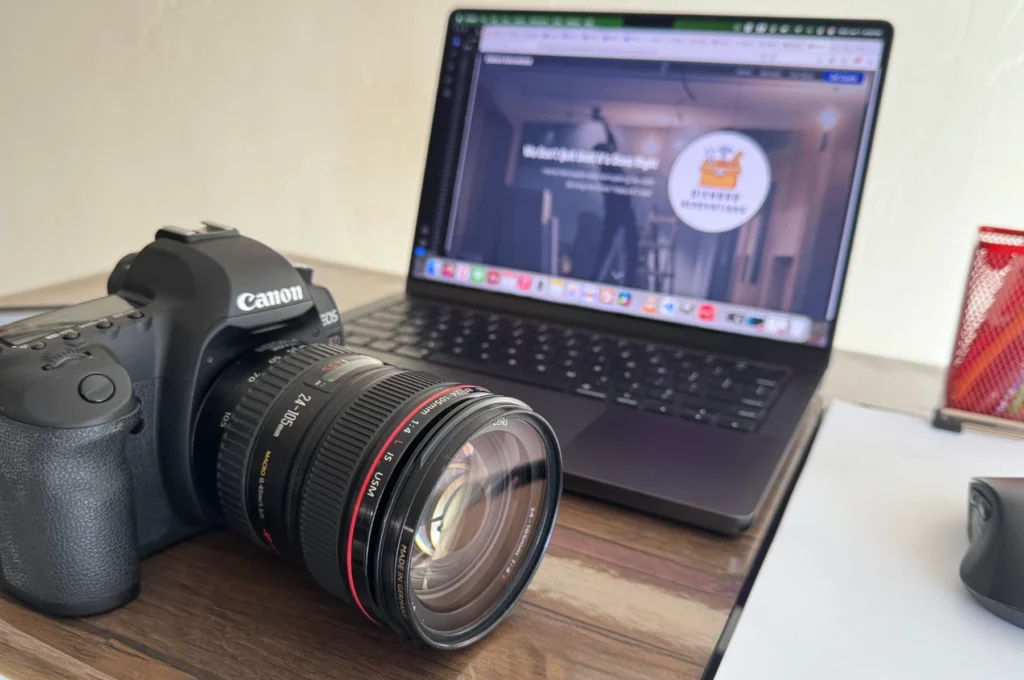 laptop and camera
