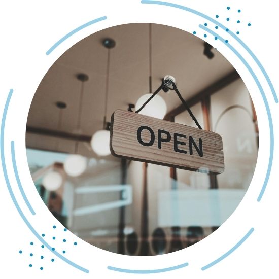 open sign on a store window